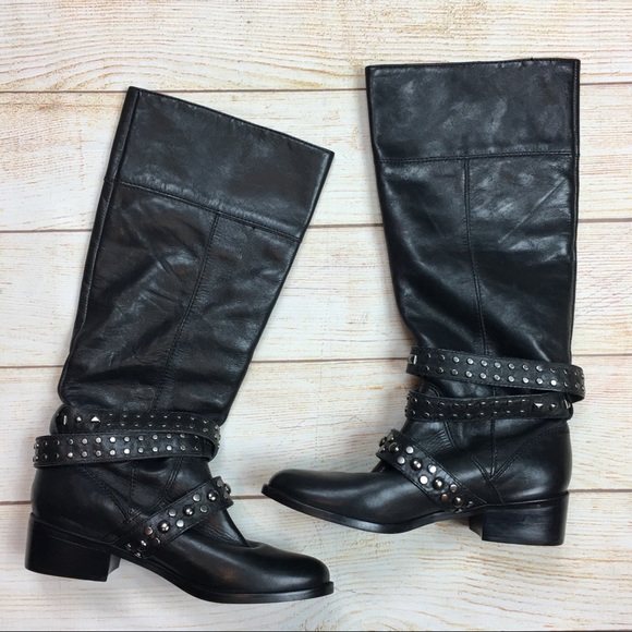 ALDO Bainey studded strap tall leather boots 36 - Picture 2 of 7
